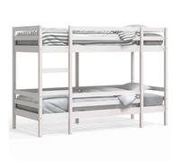 HETFTJN Lit Superposé 90x200 cm en Bois de Pin Massif Blanc, Cadre de Lit Double Couchage Solide avec Sommier à Lattes pour Chambre d'amis et Studios Gain de Place