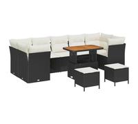 HETFTJN Lot de 10 canapés de jardin, en polyrotin, noir, crème, 90 x 55 x 71 cm, résistant aux intempéries, avec espace de rangement, peu encombrant, pour petits balcons, meubles de terrasse