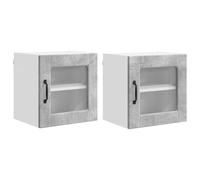 HETFTJN Lot de 2 armoires de cuisine murales - Gris béton - 40 x 31 x 40 cm - Design moderne avec 2 portes à charnière et étagères à planches - Armoires de rangement robustes pour cuisine, salon