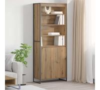 HETFTJN Lot de 2 armoires hautes - 79 x 36 x 200 cm - Étagère industrielle en bois avec pieds en acier - Étagère moderne pour salon, bureau, couloir, chambre à coucher