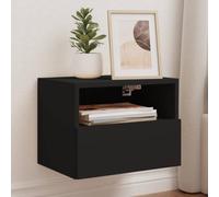 HETFTJN Lot de 2 armoires murales - Noir - 40 x 30 x 30 cm - En bois - Armoire suspendue moderne avec espace de rangement pour salon, meuble TV bas ou buffet