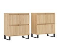 HETFTJN Lot de 2 buffets en chêne Sonoma - 120 x 35 x 70 cm - Design intemporel - Beaucoup d'espace de rangement - Armoire de couloir, armoire de cuisine, buffet pour salon, couloir, chambre à coucher