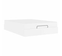 HETFTJN Lot de 2 cadres de lit modernes avec matelas en PVC blanc 160 x 200 cm - Cadre King Size en contreplaqué - Sommier à lattes et espace de rangement pour chambre à coucher, chambre d'adolescent
