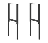 HETFTJN Lot de 2 Cadres d'Établi Réglables en Hauteur 69-95,5 cm, Piétement de Table de Travail en Métal Noir pour Atelier, Garage et Projets de Bricolage DIY, Largeur 55 cm