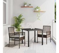HETFTJN Lot de 2 chaises de jardin - Marron - 55 x 53 x 85 cm - En polyrotin - Design moderne - Résistant aux intempéries - Avec coussin d'assise épais - Pour terrasse, balcon et jardin