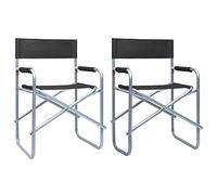 HETFTJN Lot de 2 chaises de jardin pliantes en acier noir résistant aux intempéries - 48 x 57 x 79 cm - Pour balcon, camping et plage