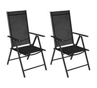HETFTJN Lot de 2 chaises de jardin pliantes - Noir - 54 x 73 x 107 cm - En aluminium et textilène - Résistant aux intempéries - Dossier réglable en 7 positions - Peu encombrant - Pliable - Pour jardin