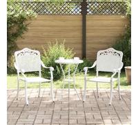 HETFTJN Lot de 2 chaises de jardin vintage en aluminium blanc 55 x 55 x 92,5 cm - Empilables - Avec accoudoirs - Design nostalgique - Résistant aux intempéries - Pour jardin, terrasse, balcon et