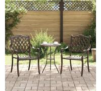 HETFTJN Lot de 2 chaises de jardin vintage en aluminium résistant aux intempéries, avec accoudoirs en bois sculpté, empilables et légers, 56 x 55 x 92,5 cm, pour jardin, terrasse et balcon - Bronze