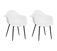 HETFTJN Lot de 2 Chaises de Salle à Manger Blanches - Chaise à Dîner Style Minimaliste en Polypropylène avec Pieds en Métal - Fauteuil de Cuisine Ergonomique Confortable, 64x59x84 cm
