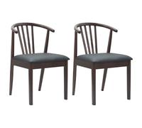 HETFTJN Lot de 2 chaises de salle à manger - Marron clair et noir - En bois massif de caoutchouc - 51 x 61 x 80,5 cm - Robuste et confortable - Design moderne pour cuisine, salle à manger, bureau à