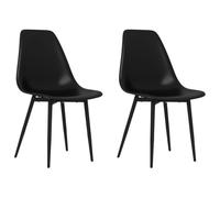 HETFTJN Lot de 2 Chaises de Salle à Manger Minimalistes, Chaises à Dîner en Polypropylène Noir avec Pieds en Métal, Chaises de Cuisine Ergonomiques pour Séjour, 46 x 52 x 84 cm