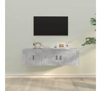 HETFTJN Lot de 2 meubles TV muraux en bois - 100 + 40 cm - Avec portes pratiques - Design moderne pour salon et chambre à coucher - Gris béton