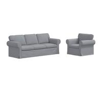 HETFTJN Lot de 2 petits canapés d'angle en tissu gris clair - Structure en métal - Modulaire - 215 x 82 x 80 cm - 95 x 82 x 80 cm - Confortable - Ergonomique - Moderne - Pour salon, chambre à coucher