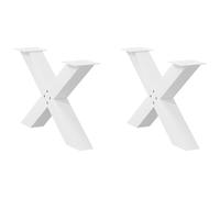HETFTJN Lot de 2 pieds de table basse en forme de X - Blanc - 70 x 42-43 cm - En acier revêtu par pulvérisation - Pieds de table robustes avec niveleurs réglables - Design moderne pour salon, bureau