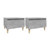 HETFTJN Lot de 2 Tables d'Appoint Gris Béton 50x46x35 cm, Bouts de Canapé Style Scandinave avec Tiroir et Pieds en Eucalyptus, Tables de Chevet en Bois d'Ingénierie pour Salon