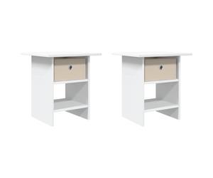 HETFTJN Lot de 2 Tables de Chevet Blanc 41x40x45 cm, Table de Nuit Moderne en Bois d'Ingénierie avec 1 Tiroir et Étagère de Rangement, Meuble Bas de Chambre Compact et Élégant