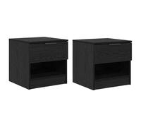 HETFTJN Lot de 2 Tables de Chevet Cabinet de Lit Moderne en Bois d'Ingénierie Table de Nuit avec Tiroir et Étagère de Rangement pour Chambre à Coucher Chêne Noir 40 x 39 x 40 cm