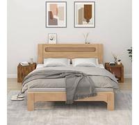 HETFTJN Lot de 2 tables de chevet en bois de chêne fumé - 50 x 39 x 47 cm - Organiseur de rangement avec plateau supérieur stable - Pour chambre à coucher, salon