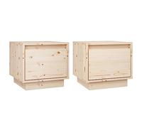 HETFTJN Lot de 2 Tables de Chevet en Bois de Pin Massif 35x34x32 cm, Petites Tables de Nuit Modernes et Robustes pour Chambre à Coucher, Bout de Canapé Naturel Non Traité, 2 Pièces