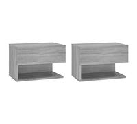 HETFTJN Lot de 2 Tables de Chevet Murales en Bois d'Ingénierie, Tables de Nuit Suspendues Design pour Chambre, Meubles de Rangement Flottants, 46 x 29,5 x 30 cm, Coloris Sonoma Gris