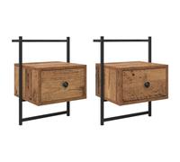 HETFTJN Lot de 2 Tables de Chevet Style Industriel Table de Nuit avec 2 Tiroirs Bout de Canapé Meuble de Rangement en Bois d'Ingénierie et Métal pour Chambre Bois Ancien 35 x 30 x 51 cm