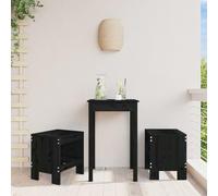 HETFTJN Lot de 2 tabourets de jardin, noirs, en pin massif, 40 x 36 x 45 cm, résistantes aux intempéries, sans dossier, pliables, pour terrasse, balcon, camping