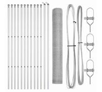 HETFTJN Lot de 26 poteaux de clôture - 2500 x 140 cm - En acier argenté - Design moderne - Robuste et durable - Pour jardin, terrasse, cour, balcon et clôture de pâturage - Pour l'extérieur