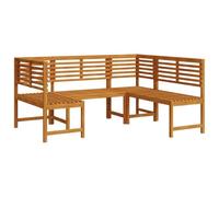 HETFTJN Lot de 3 bancs de jardin en acacia massif - Marron - 100 x 50 x 91 cm - Table et banc rustiques - Résistant aux intempéries - Pour balcon, terrasse, jardin