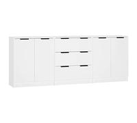 HETFTJN Lot de 3 buffets blancs 60 x 30 x 70 cm en matériau à base de bois - Design minimaliste - Beaucoup d'espace de rangement - Facile d'entretien - Fixation contre basculement - Salon cuisine