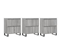 HETFTJN Lot de 3 buffets en bois Sonoma gris 180 x 35 x 70 cm avec structure en métal, design moderne, grand espace de rangement, stable, cuisine, salon, couloir et chambre à coucher