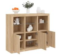 HETFTJN Lot de 3 buffets en chêne Sonoma avec LED RVB - 123 x 37 x 100 cm - Meuble de salon moderne - Espace de rangement généreux pour salon, couloir, chambre à coucher