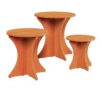HETFTJN Lot de 3 Tables Basses Gigognes en Bois de Pin Massif - Design Rustique - Tables d'Appoint Empilables pour Salon - Brun Cire, S, M, L