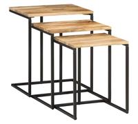 HETFTJN Lot de 3 tables gigognes en bois d'acacia - 45 x 30 x 51 cm - Table d'appoint - Design moderne - Robuste et durable - Pour salon, chambre à coucher, bureau, balcon