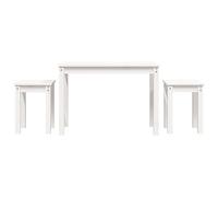HETFTJN Lot de 3 Tables Gigognes en Bois de Pin Massif Blanc, Table d'Appoint et Bout de Canapé Gain de Place pour Salon, Grande Table 80x40x55 cm et Deux Petites 30x30x40 cm