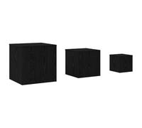 HETFTJN Lot de 3 Tables Gigognes en Bois d'Ingénierie Chêne Noir, Table Basse de Salon Moderne et Gain de Place, Bout de Canapé Modulaire pour Séjour, 45 x 45 x 45 cm
