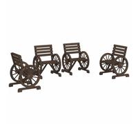 HETFTJN Lot de 4 Chaises de Jardin en Bois de Sapin Massif, Sièges d'Extérieur avec Accoudoirs, Design Roue de Chariot, Meuble pour Patio Terrasse, 58x58x78,5 cm