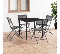 HETFTJN Lot de 4 chaises de jardin pliantes, noires, en acier revêtu par pulvérisation et textilène résistant aux intempéries, 45 x 54 x 86 cm, légères et peu encombrantes, pour balcon, camping et
