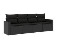 HETFTJN Lot de 4 meubles de jardin en rotin synthétique - Noir - 55 x 62 x 69 cm - Avec espace de rangement - Résistant aux UV et peu encombrant - Pour balcon, terrasse et petit jardin