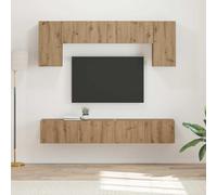 HETFTJN Lot de 4 meubles TV muraux - Gris - 98 x 31 x 29,5 cm - En matériau dérivé du bois - Design moderne avec 6 portes et 1 étagère - Merveilleux espace de rangement pour salon, chambre à coucher