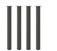 HETFTJN Lot de 4 pieds de table de bar en acier - Hauteur réglable - Pieds de nivellement - Plaque de perçage - Pour tables, salon, bureau, cuisine - Anthracite - 110-112 cm