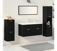 HETFTJN Lot de 5 meubles de salle de bain - Chêne noir - 30 x 30 x 130 cm - Montage mural - Avec miroir et espace de rangement - Design moderne robuste et durable - Pour salle de bain, invités, WC