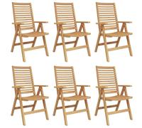 HETFTJN Lot de 6 chaises de jardin pliables en teck massif - Marron - 52 x 64,5 x 108 cm - Design moderne pour balcon, terrasse et camping