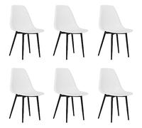 HETFTJN Lot de 6 chaises de salle à manger, en polypropylène, blanches, avec pieds en métal, 46 x 52 x 84 cm, design moderne, robuste et facile à nettoyer, pour salle à manger, cuisine, salon