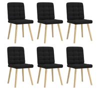 HETFTJN Lot de 6 chaises de salle à manger - Noir - 45 x 54 x 86 cm - Housse en tissu 100 % polyester - Bois d'hévéa massif et structure en métal - Design moderne - Robuste et confortable - Pour salle