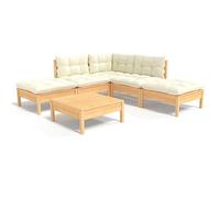 HETFTJN Lot de 6 meubles de jardin en pin massif - 63,5 x 63,5 cm - Coussins d'extérieur modulaires pour balcon, terrasse, petites surfaces - Design moderne - Robuste et durable