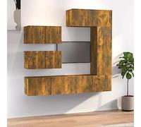 HETFTJN Lot de 6 meubles TV bas en chêne fumé - Montage mural - Buffet en bois - 80 x 30 x 30 cm - Design moderne et espace de rangement pour salon, chambre à coucher, bureau