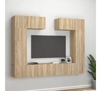 HETFTJN Lot de 6 meubles TV muraux bas en chêne Sonoma peu encombrant avec grand espace de rangement - Design moderne - 2 x 100 x 30 x 30 cm - 2 x 80 x 30 x 30 cm - 2 x 30,5 x 30 x 90 cm - Pour salon