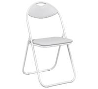 HETFTJN Lot de 8 Chaises Pliantes Blanches 48x43,5x81 cm - Chaise de Salle à Manger Pliable en Simili Cuir et Acier avec Poignée Intégrée pour Bureau, Salon et Classe