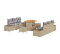HETFTJN Lot de 9 canapés de jardin en polyrotin - Beige - 80 x 80 x 71 cm - Résistant aux intempéries - Avec espace de rangement modulaire - Pour petit balcon, terrasse, jardin, salon - Mini canapé